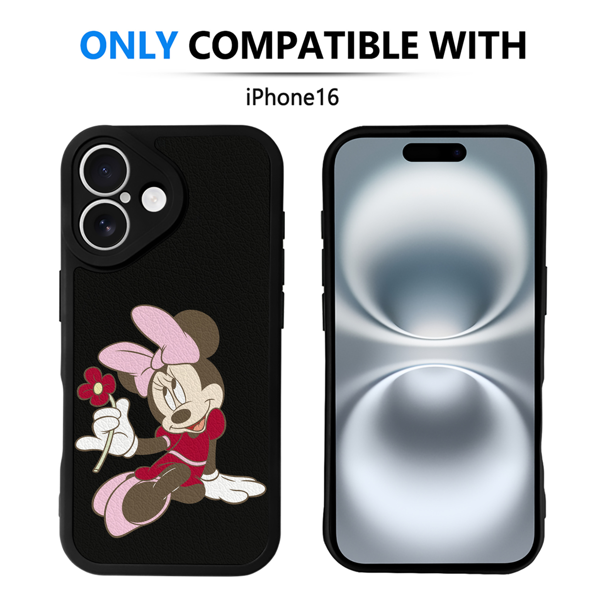 （画像用） ミッキーマウス Mickey Mouse 【iPhone 16シリーズ対応】シリコンスマホケース（レザー調） 材質：シリコン